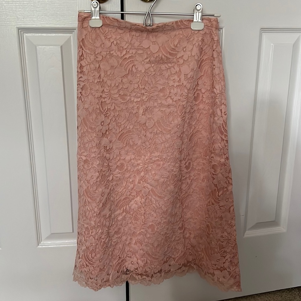 Zara basic pink lace long skirt size small